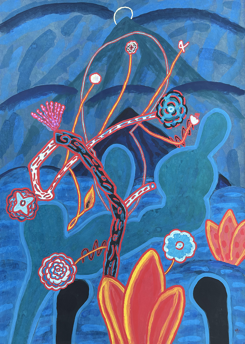 그해 여름,73.5x103.5cm acrylic, gouache,  on korean paper 2021