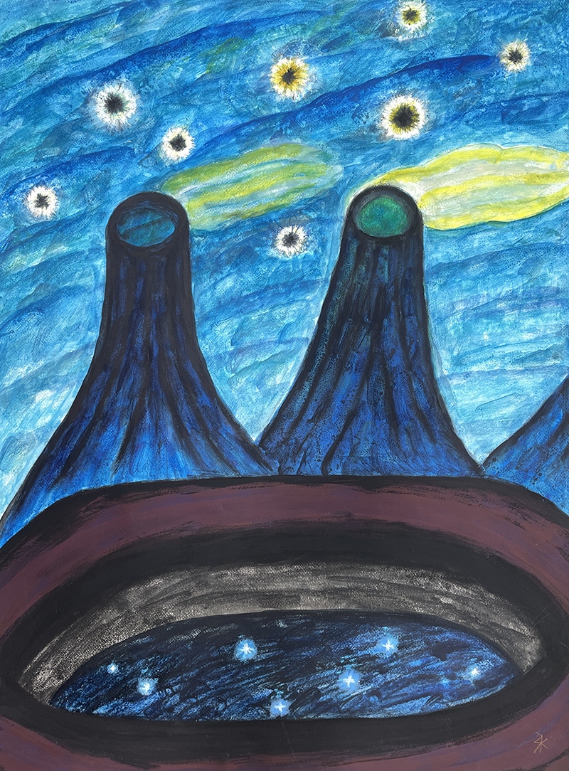 산의 고요,57x76cm acrylic, gouache on paper 2019-2021