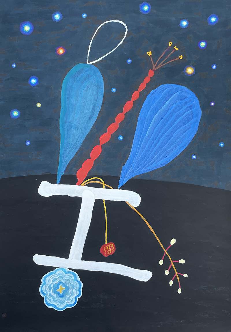 여름 밤 73.5x103.5cm acrylic, gouache,  on korean paper 2021