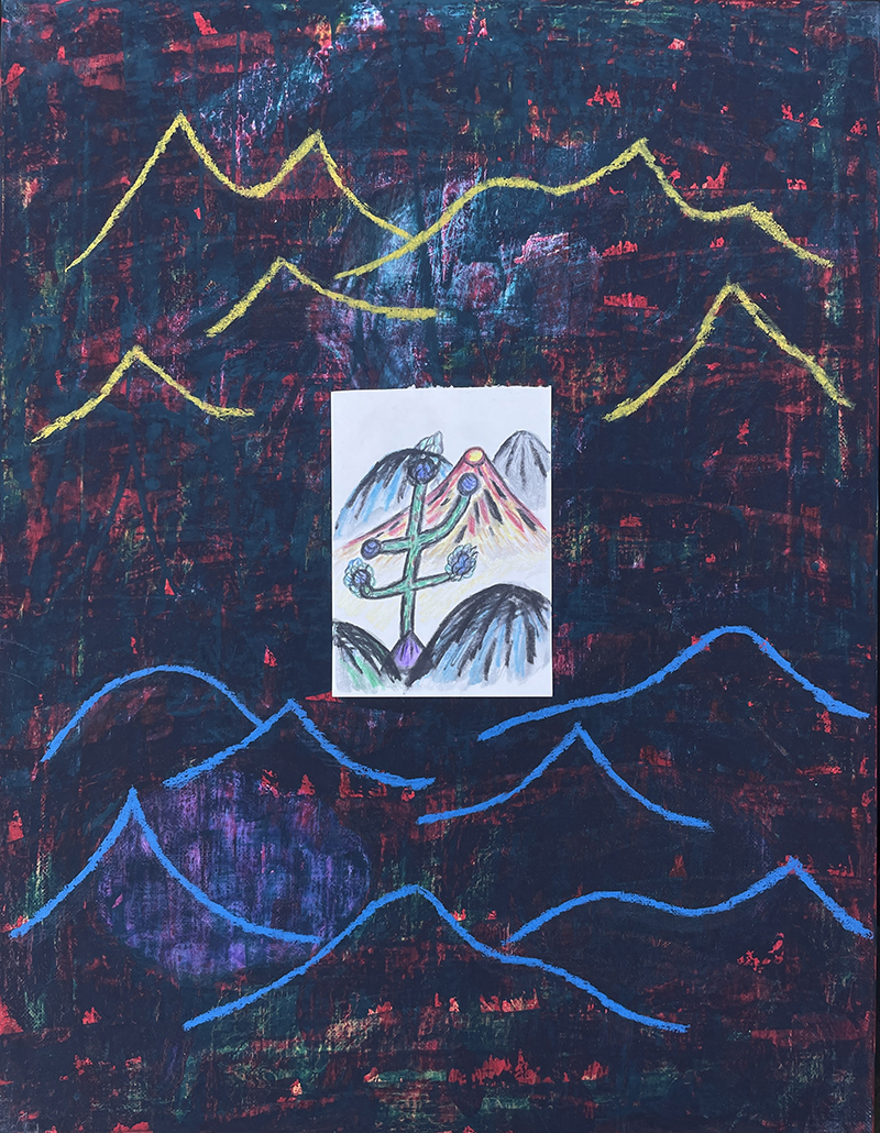 첩첩산중,41x53 acrylic, gouache. canvas, 2023