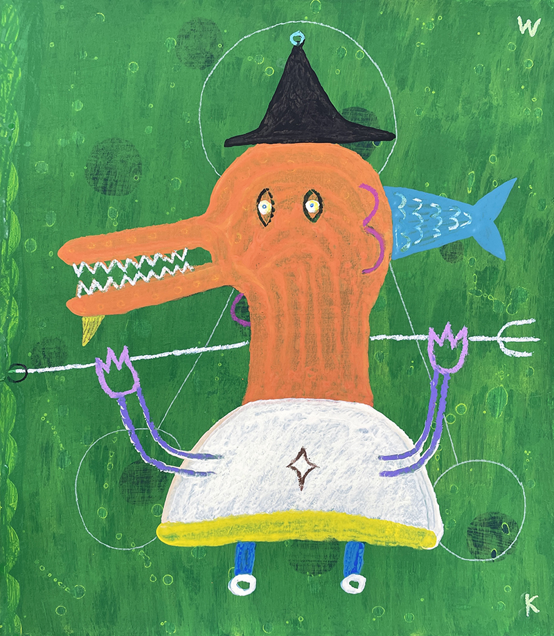 행성인 k, 46x53.5, acrylic, gouache, paper,2024