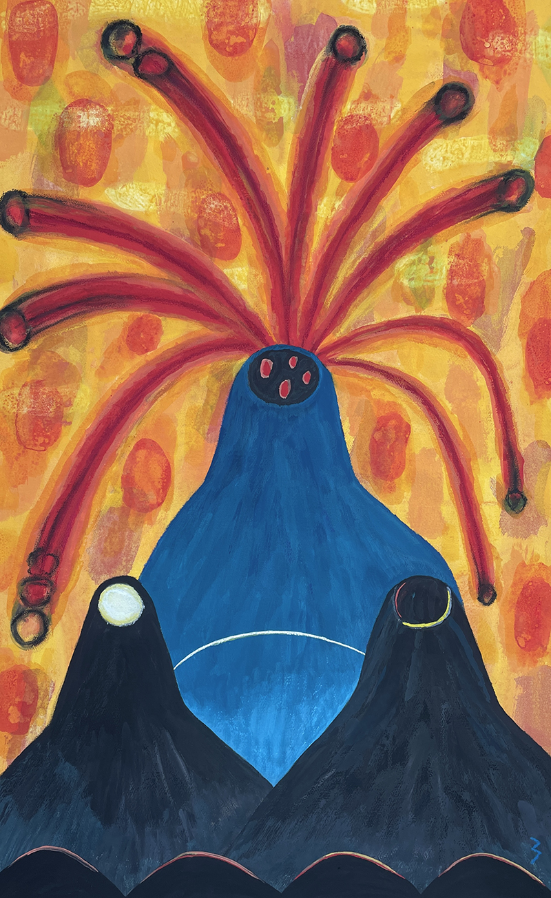 화산,64x103cm acrylic, gouache on paper 2021